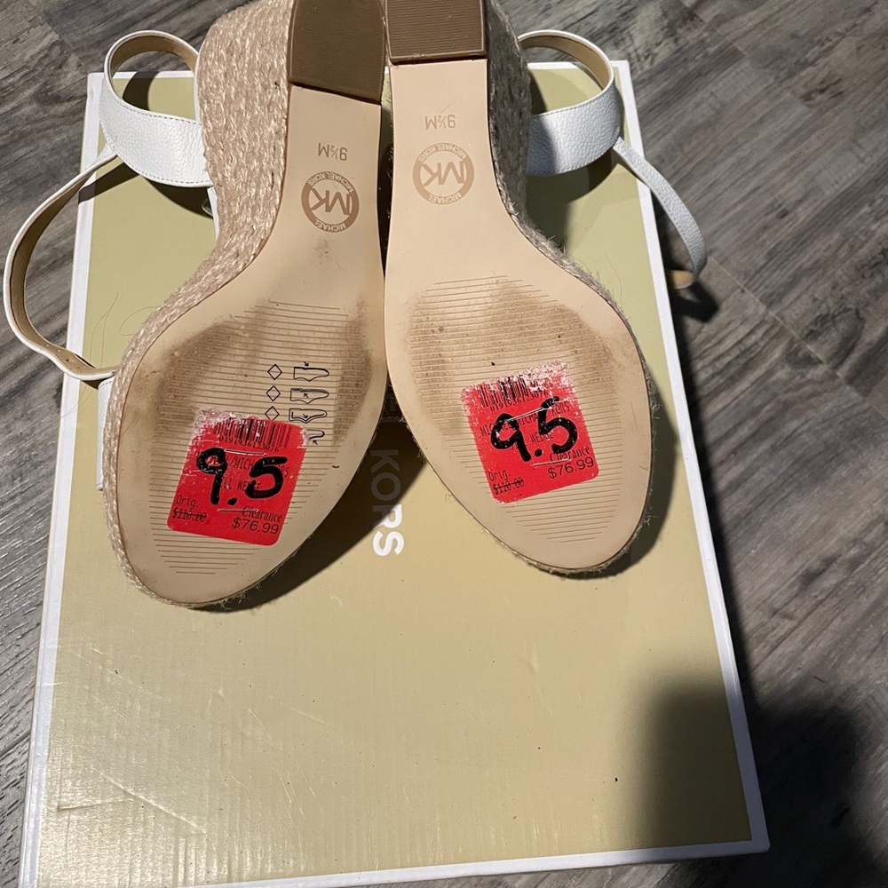 Michael Kors Jill Espadrille Wedge Sandals Size 9.5 White - Picture 2 of 3
